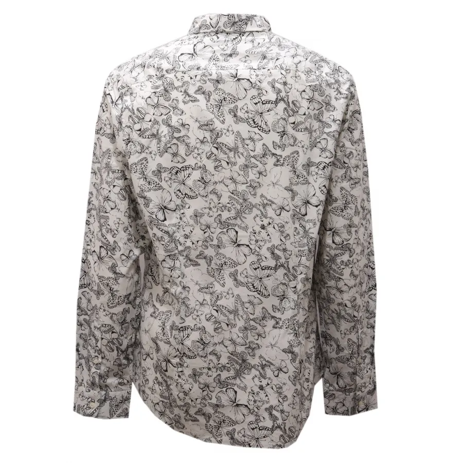 0987AG camicia uomo GAUDI' white/black cotton printed shirt man