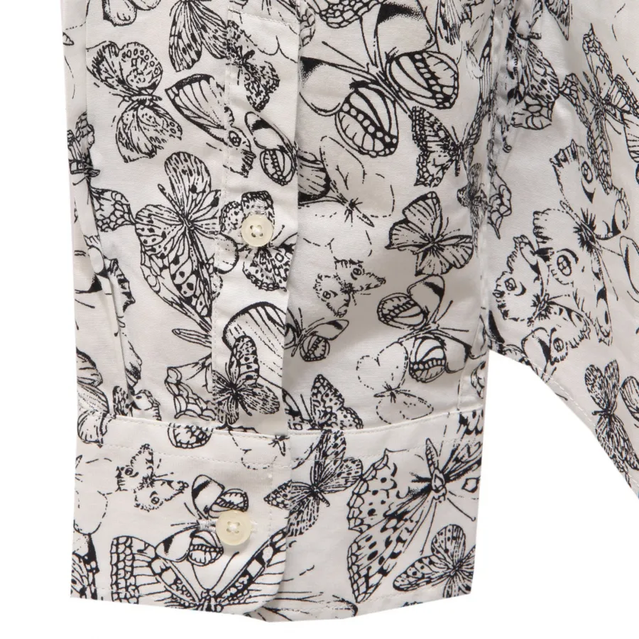0987AG camicia uomo GAUDI' white/black cotton printed shirt man