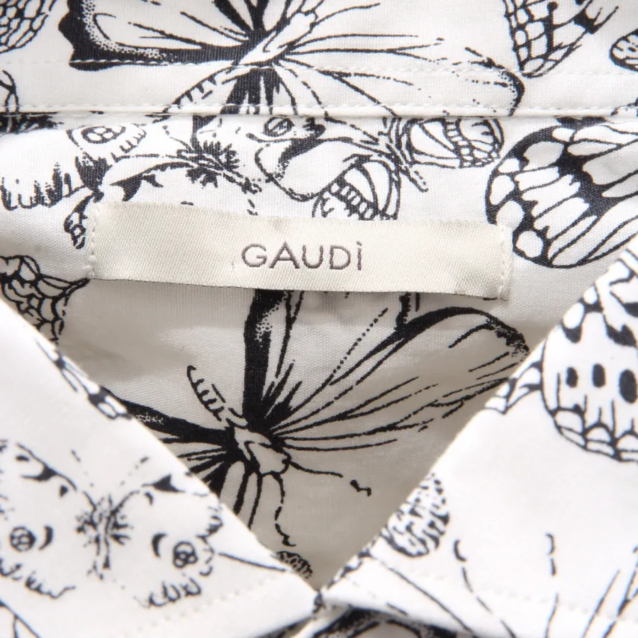 0987AG camicia uomo GAUDI' white/black cotton printed shirt man