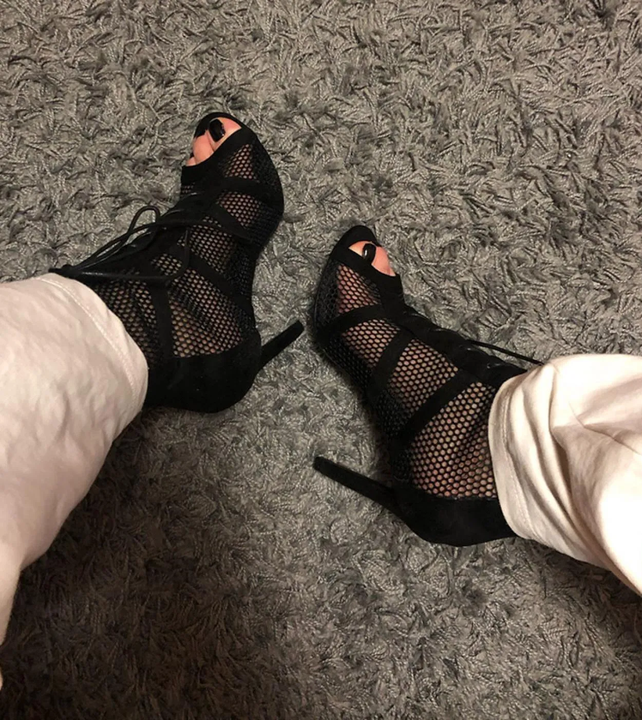 2022 Donna Fetish Mesh Sandali retrò Stivaletti 7cm 11cm Tacchi alti Gladiatore Peep Toe Sandles Summer Nightclub Low Hee