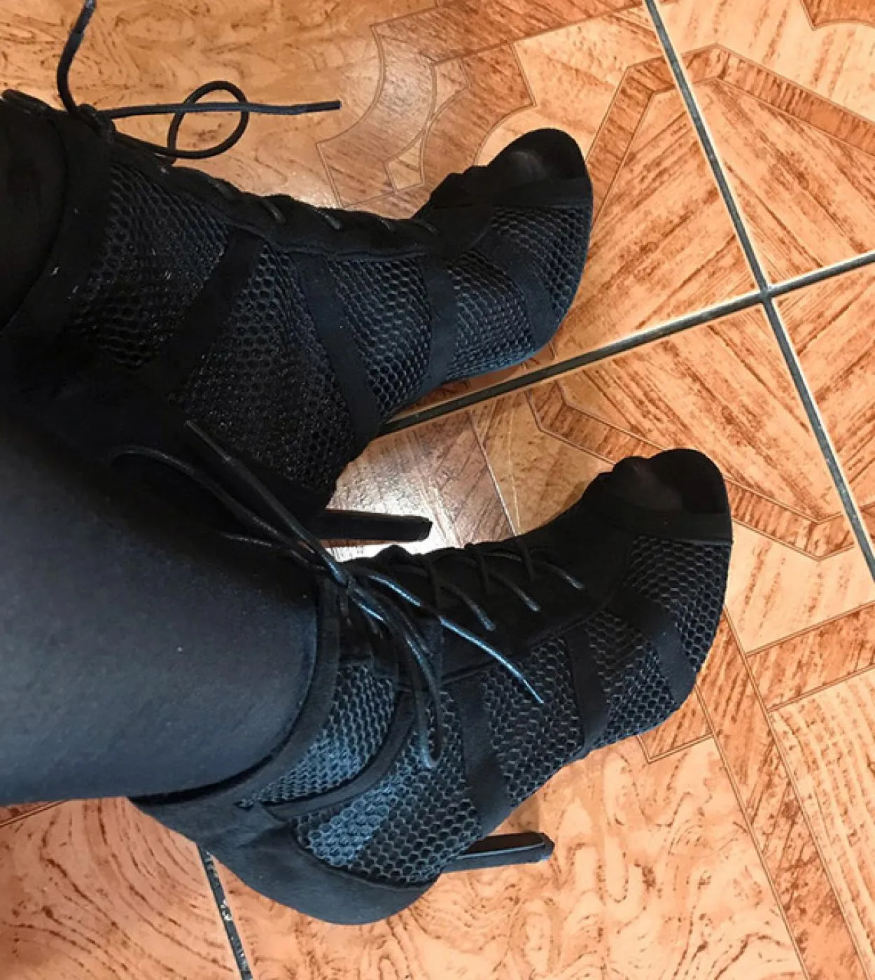 2022 Donna Fetish Mesh Sandali retrò Stivaletti 7cm 11cm Tacchi alti Gladiatore Peep Toe Sandles Summer Nightclub Low Hee
