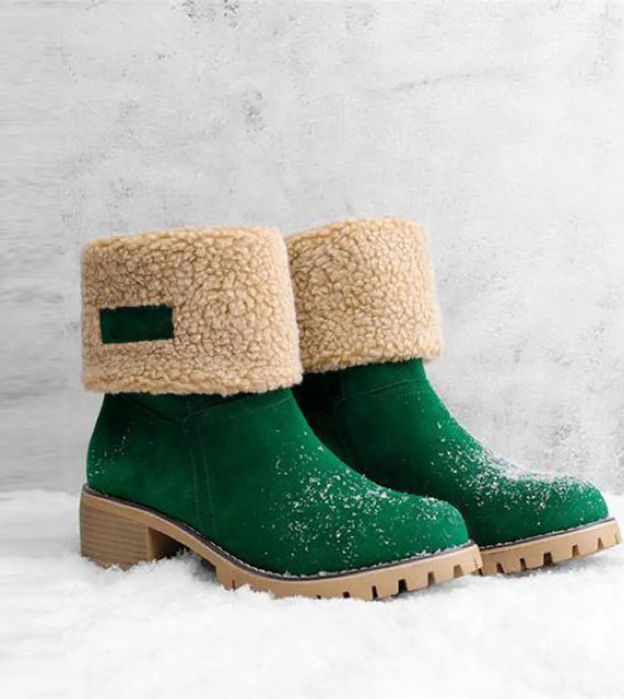 2023 Donne Inverno Neve Stivali Caldi 5 cm Tacchi Alti Pelliccia Feltro Piattaforma Stivali Blocco Tacchi Bassi Stivaletti Alla
