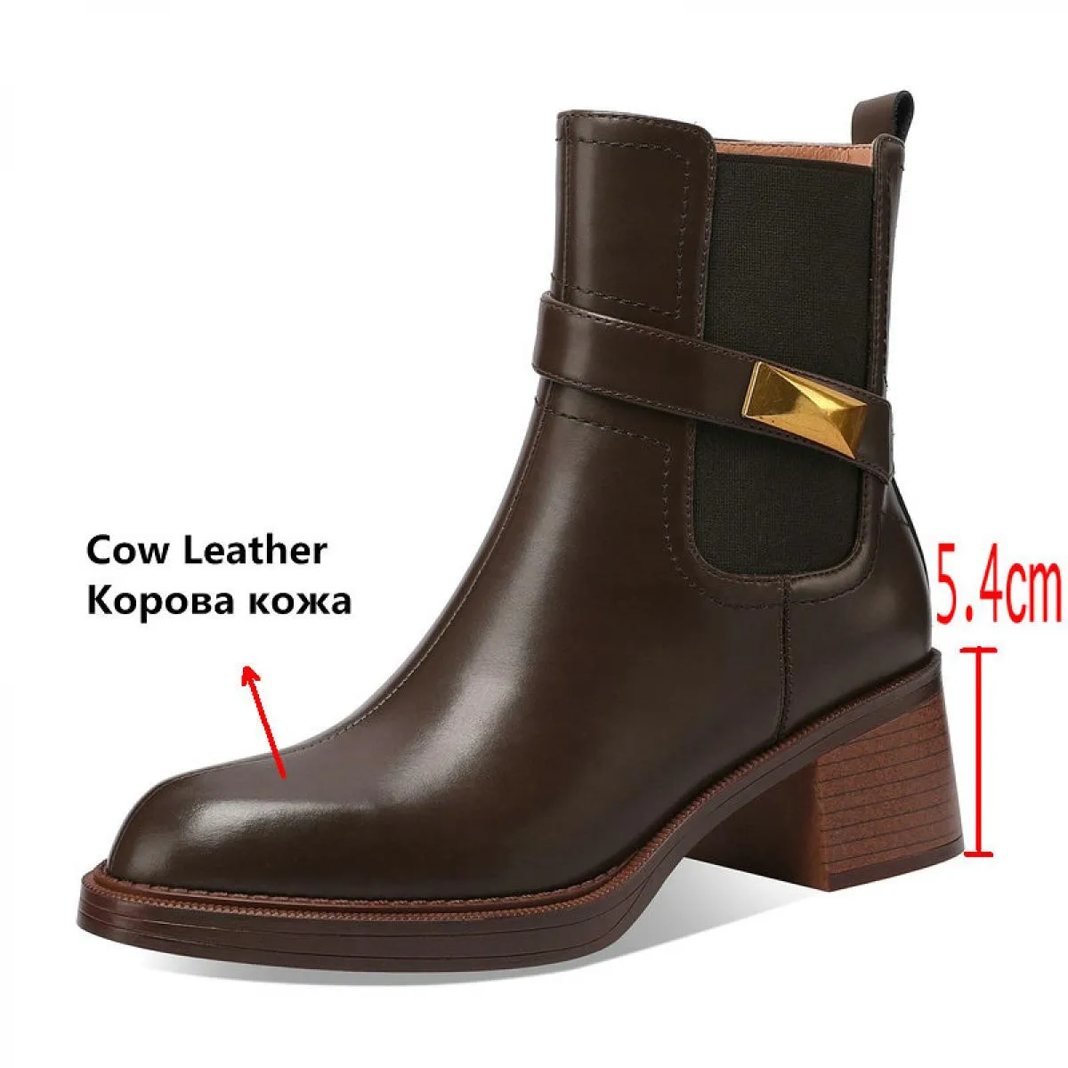 2024 Donne Spesse Tacchi Alti Stivaletti Punta Arrotondata Scarpe di Pelle Genuina Donna Autunno Inverno Concise Taglia 34 40