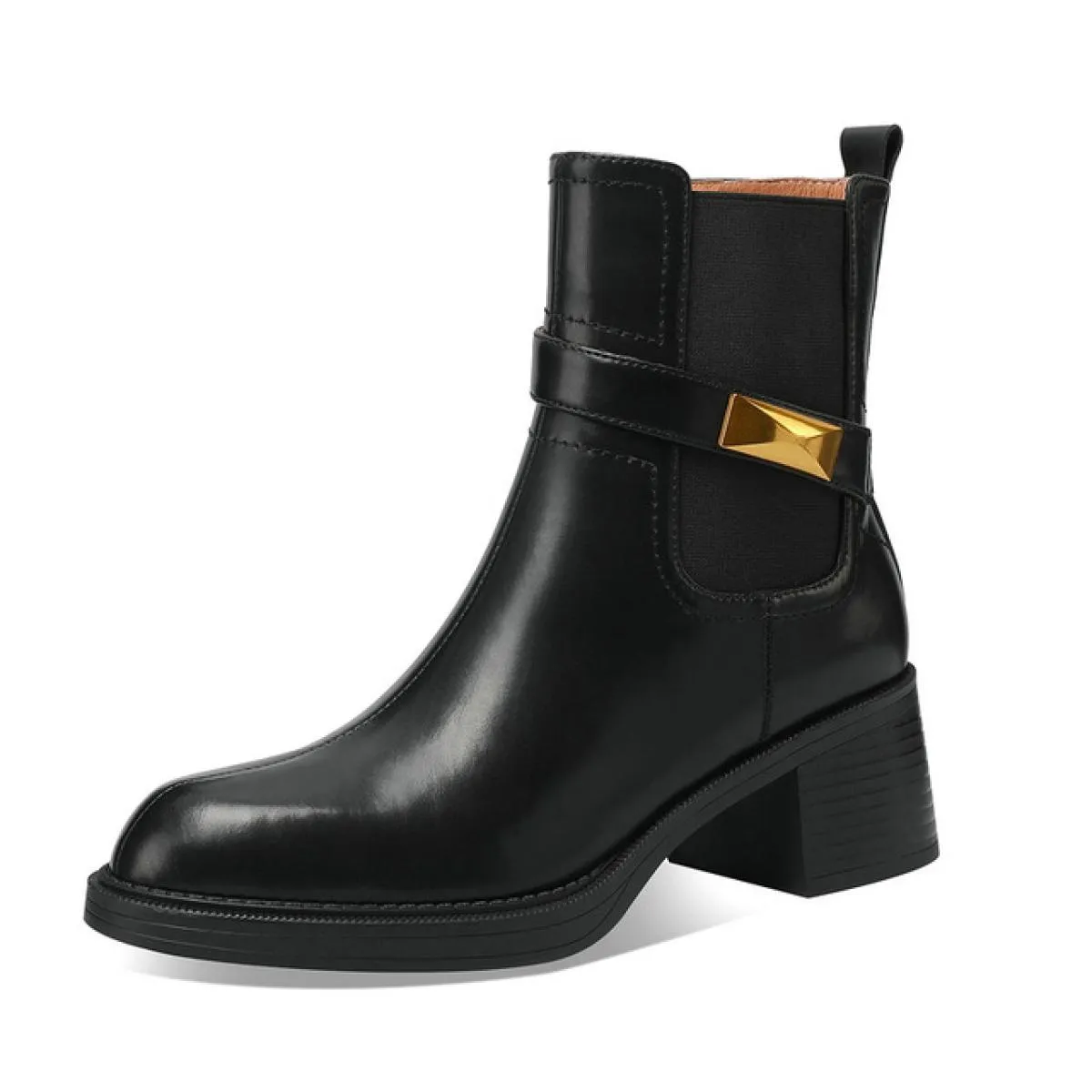 2024 Donne Spesse Tacchi Alti Stivaletti Punta Arrotondata Scarpe di Pelle Genuina Donna Autunno Inverno Concise Taglia 34 40