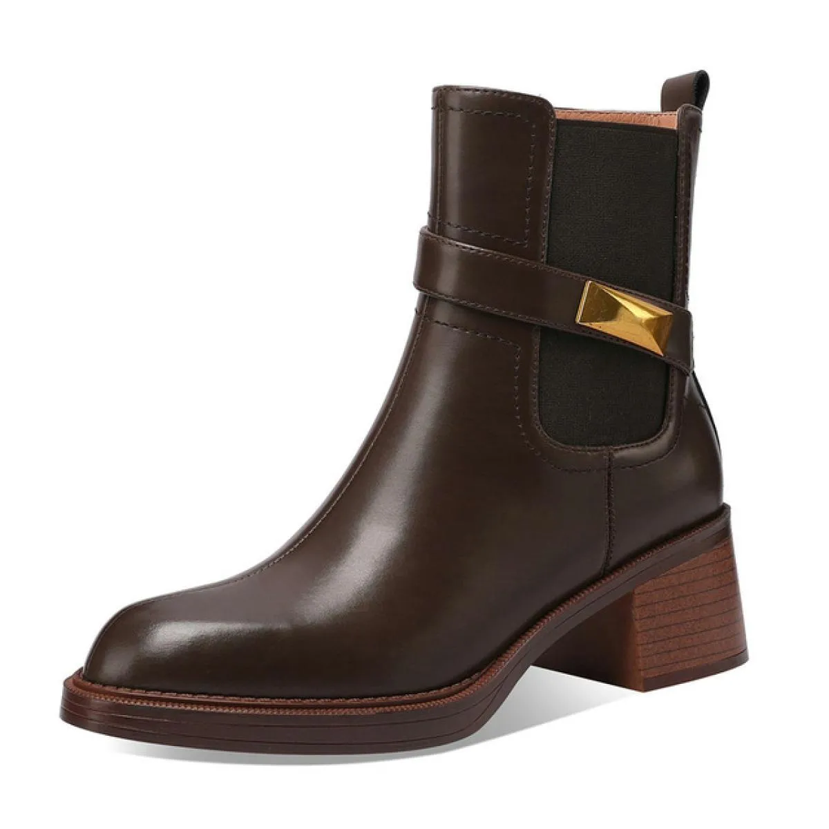2024 Donne Spesse Tacchi Alti Stivaletti Punta Arrotondata Scarpe di Pelle Genuina Donna Autunno Inverno Concise Taglia 34 40