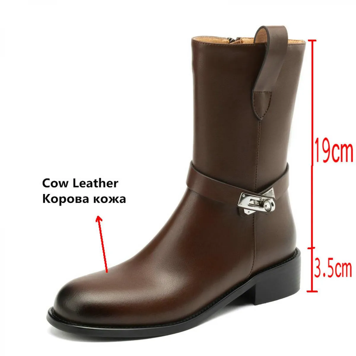 2024 Stivaletti da donna casual Primavera Inverno Vera pelle Tacchi bassi spessi Piattaforme Scarpe da donna Taglia 34 43