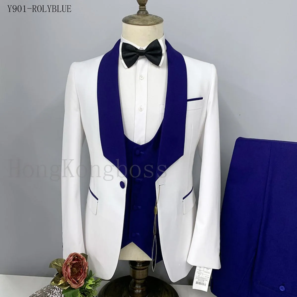 3 pezzi abiti set blazer giacca pantaloni gilet / 2022 moda uomo business grande bavero sposo matrimonio presieduto formale Dre