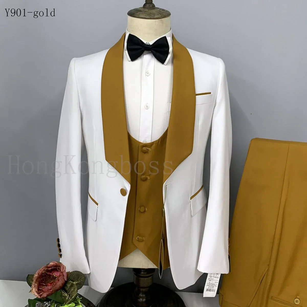 3 pezzi abiti set blazer giacca pantaloni gilet / 2022 moda uomo business grande bavero sposo matrimonio presieduto formale Dre