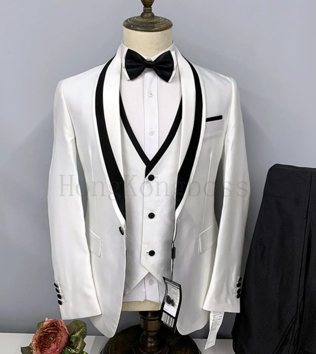 3 pezzi completo completo blazer giacca pantaloni gilet  2022 moda uomo boutique colore abbinato colletto abito da sposa abito