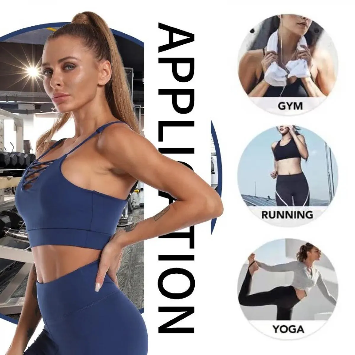 3 pezzi Set da yoga senza cuciture Sport Fitness Vita alta Sollevamento dell'anca Modellatura Corsa Abbigliamento sportivo Abbig