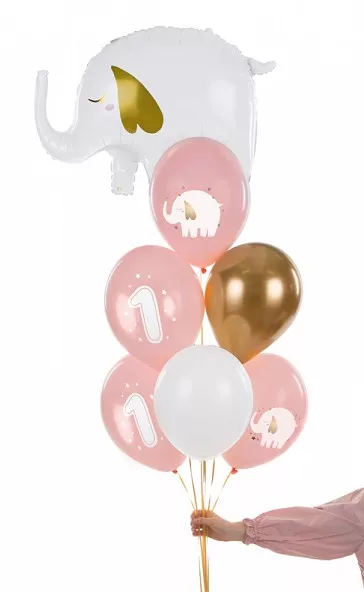 6 palloncini rosa Happy First Year 30cm