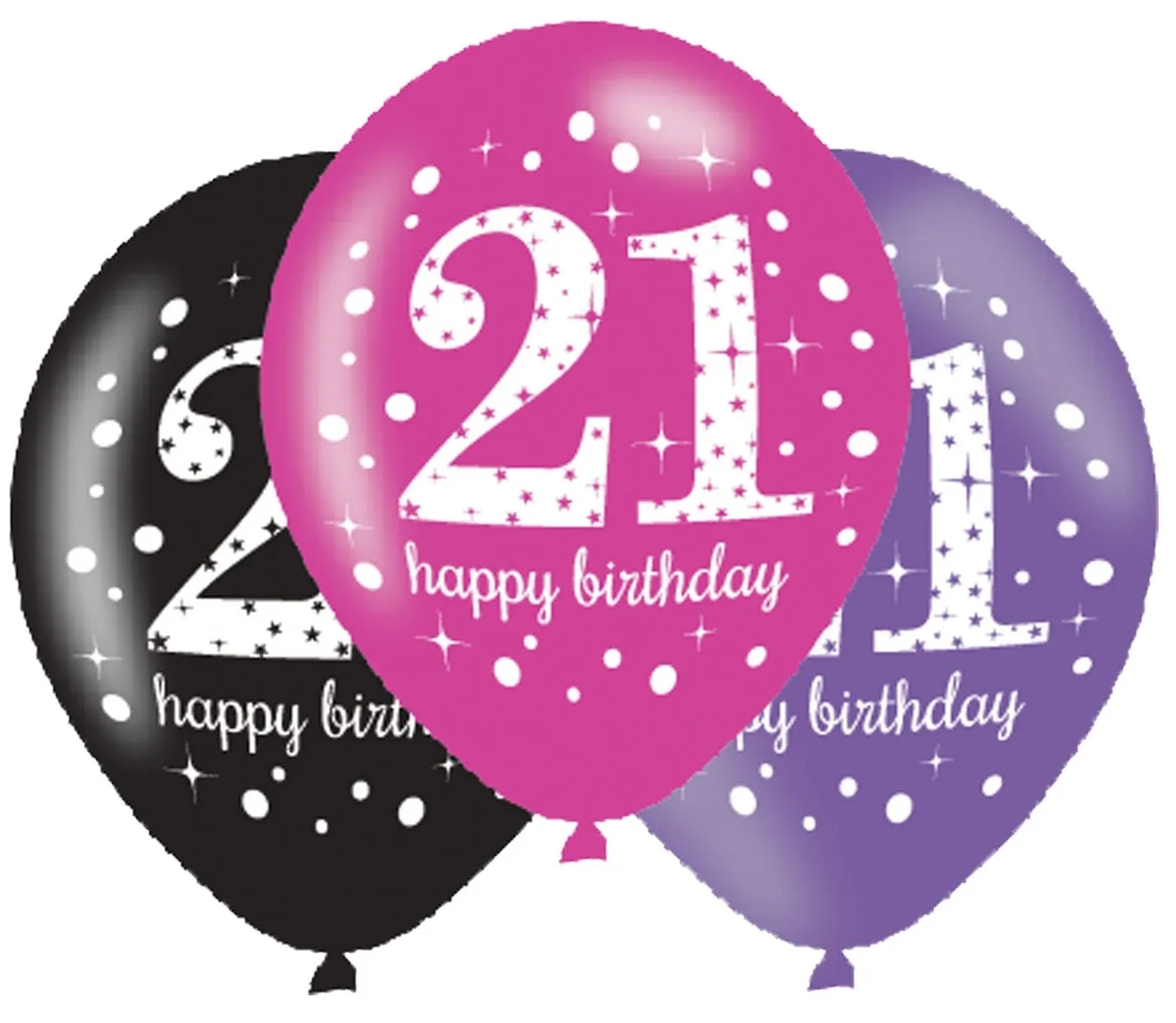 6 palloncini scintillanti per il 21 ° compleanno rosa