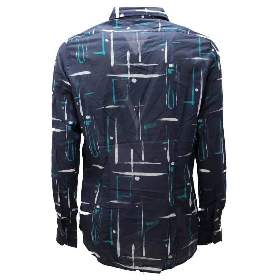 7084AC camicia uomo BAGUTTA DI MILANO SLIM FIT blue cotton shirt men