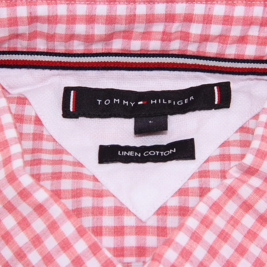 8363AA camicia uomo TOMMY HILFIGER cotton linen red check shirt man