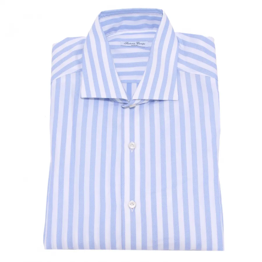 9026AA camicia uomo SARTORIA CAMPO white light blue stripes shirt cotton man