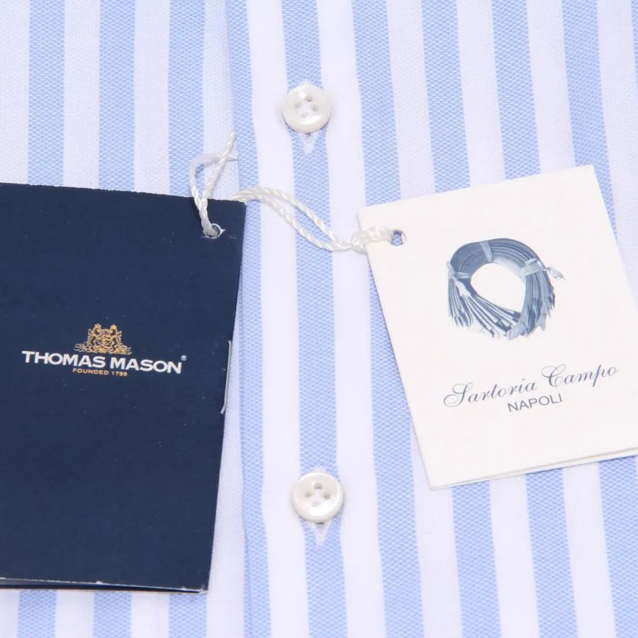 9026AA camicia uomo SARTORIA CAMPO white light blue stripes shirt cotton man