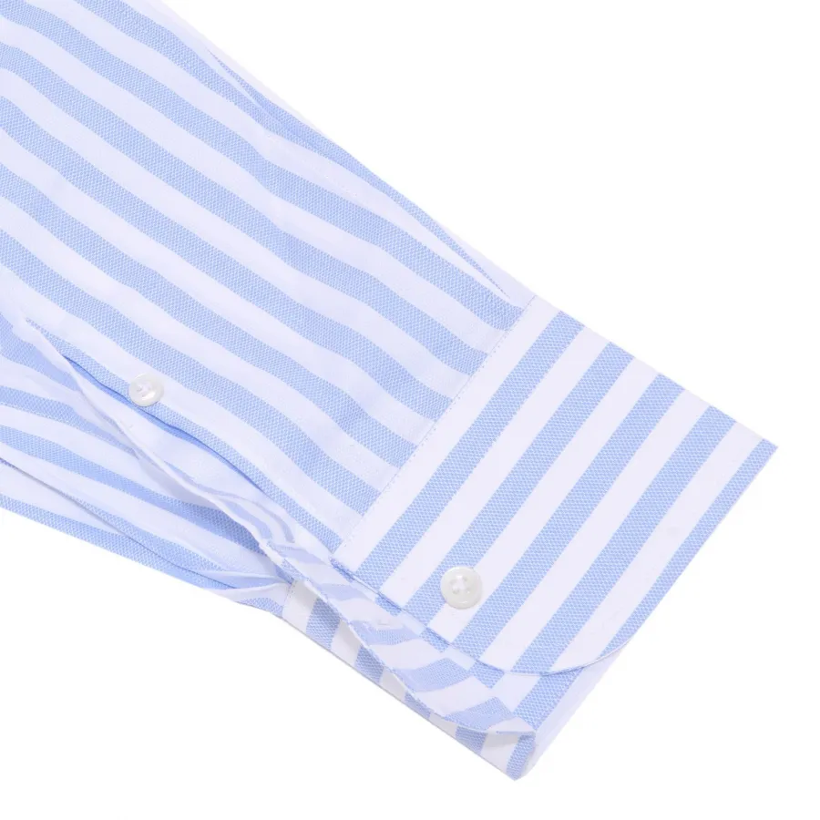 9026AA camicia uomo SARTORIA CAMPO white light blue stripes shirt cotton man