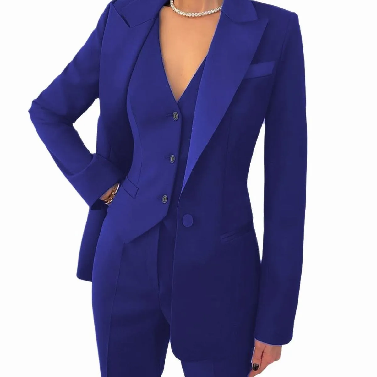 Abiti da donna per lavoro d'ufficio Set da 3 pezzi Gilet monopetto con risvolto Lady Notch Vestibilità slim