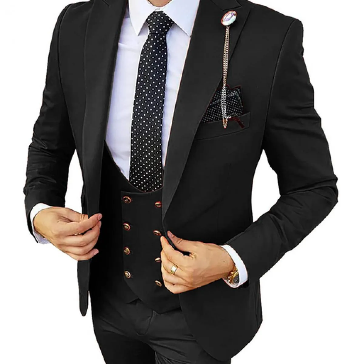 Abiti da uomo formali 3 pezzi Smoking slim fit Abiti da lavoro Sposo Abito da sposa champagne (giacca + pantaloni + gilet)