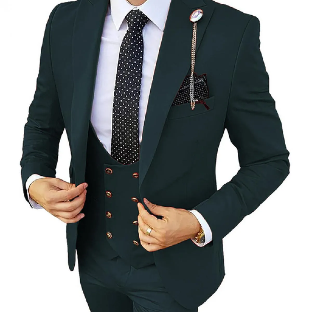 Abiti da uomo formali 3 pezzi Smoking slim fit Abiti da lavoro Sposo Abito da sposa champagne (giacca + pantaloni + gilet)