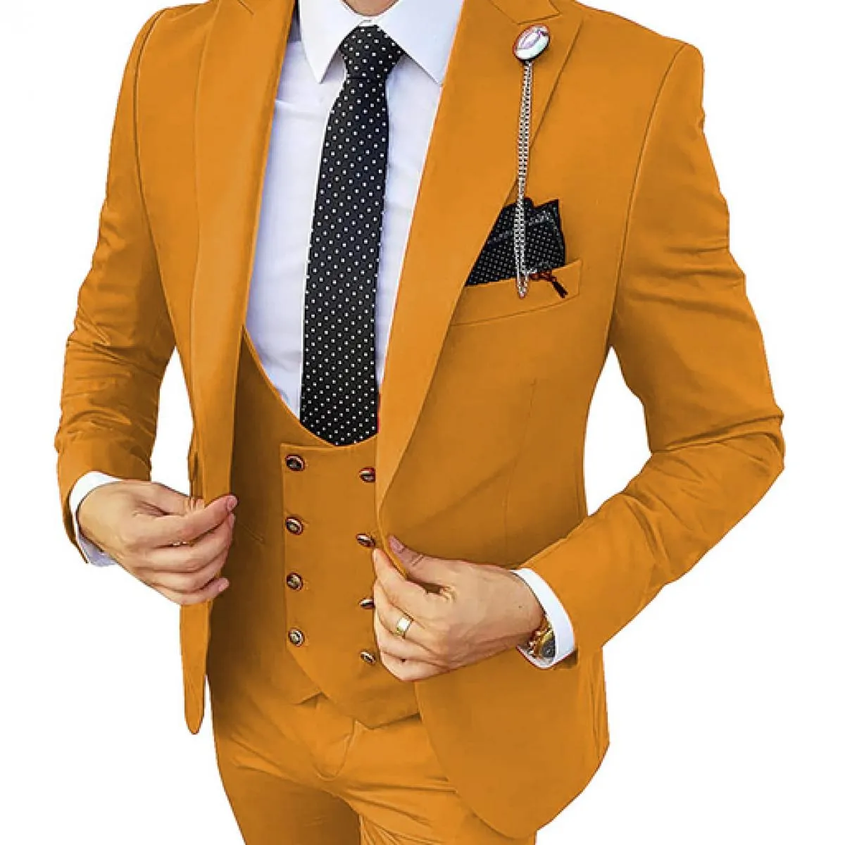 Abiti da uomo formali 3 pezzi Smoking slim fit Abiti da lavoro Sposo Abito da sposa champagne (giacca + pantaloni + gilet)