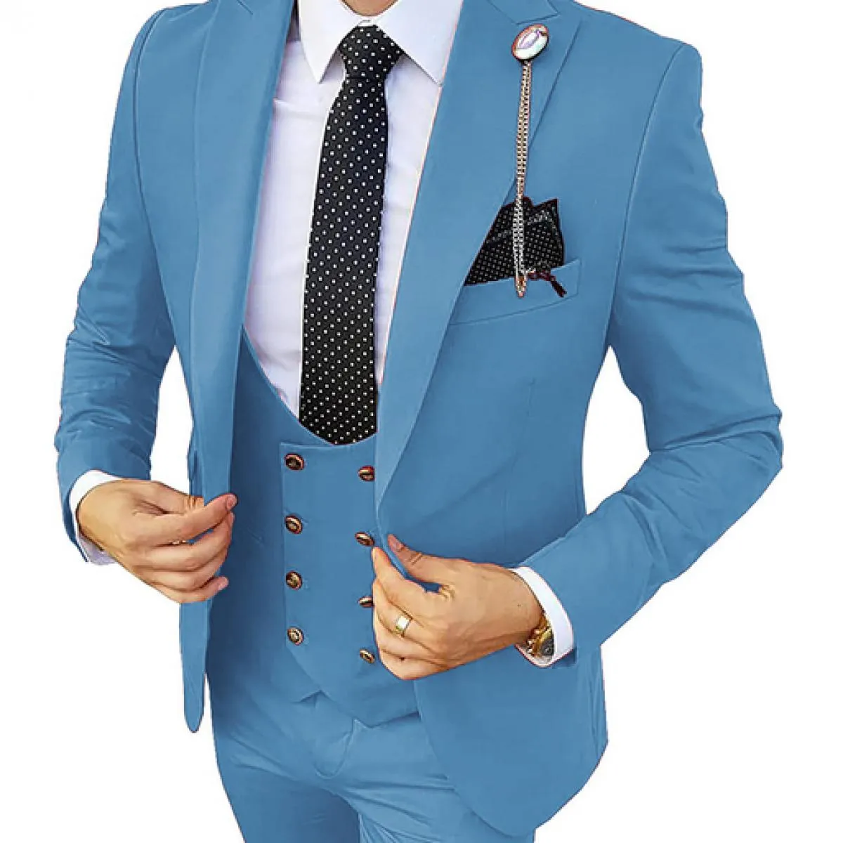 Abiti da uomo formali 3 pezzi Smoking slim fit Abiti da lavoro Sposo Abito da sposa champagne (giacca + pantaloni + gilet)