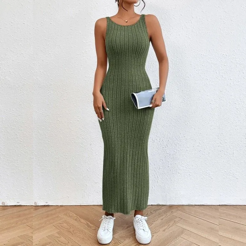 Abito con bretelline in maglia slim fit da donna