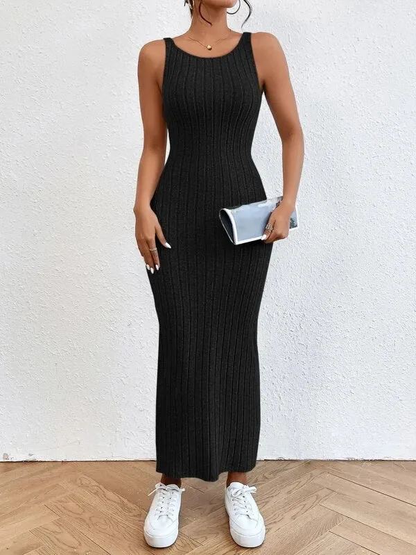 Abito con bretelline in maglia slim fit da donna