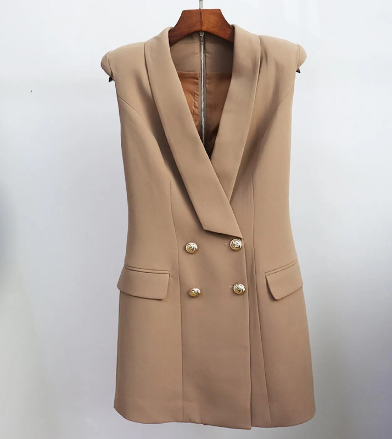 Abito da blazer senza maniche da donna Abito da blazer da donna Abito estivo Abito kaki Blazer Abiti