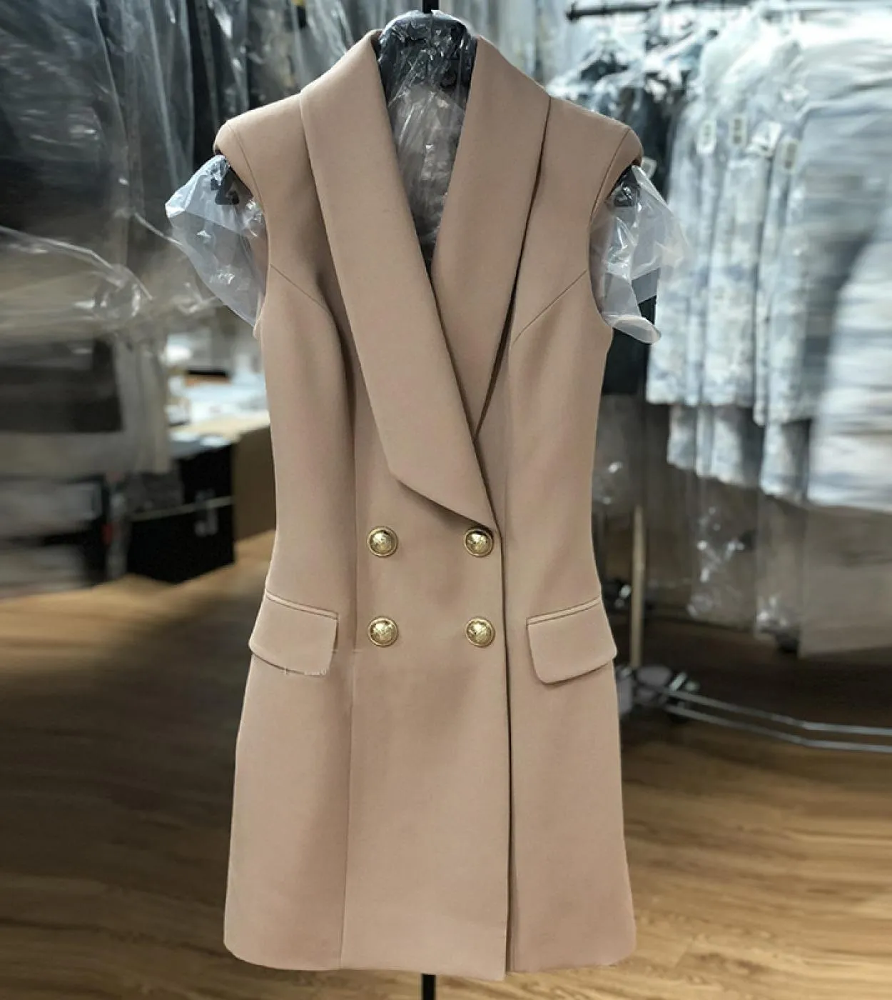 Abito da blazer senza maniche da donna Abito da blazer da donna Abito estivo Abito kaki Blazer Abiti