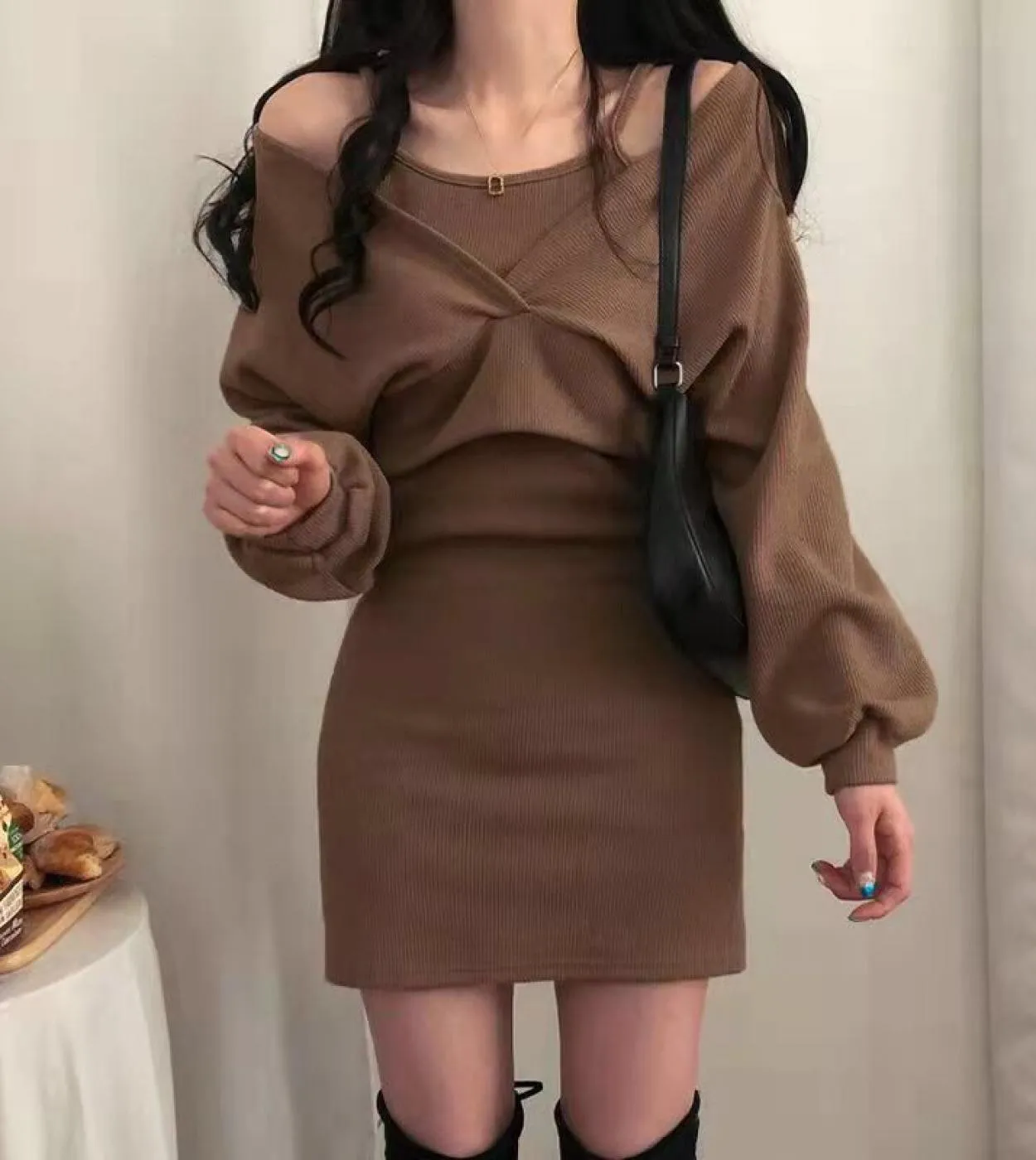 Abito invernale Abiti Donna Autunno Inverno Abito Abiti Aderente Autunno Abito Donna Abiti