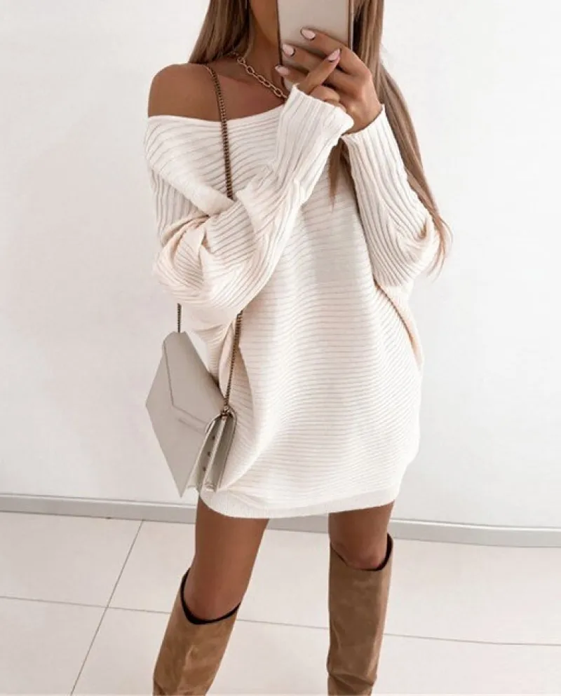 Abito lungo in felpa da donna Pullover girocollo Casual manica lunga aderente Mini abito maglione Pantaloncini Pagliaccetto per