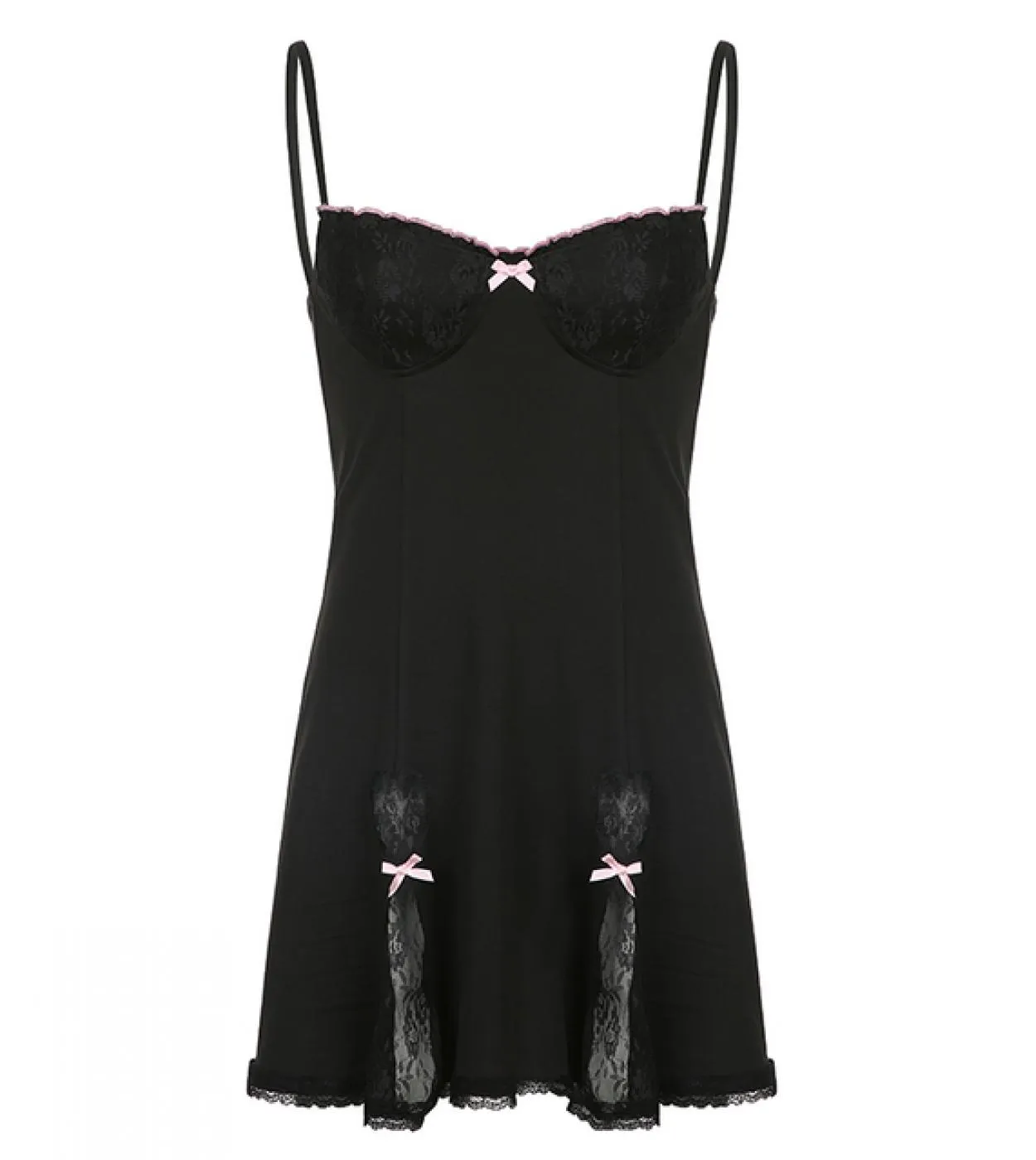 Abito patchwork in pizzo Abito estivo Kawaii senza maniche rosa Abito estetico stile dolce Abito da spiaggia  Caldo