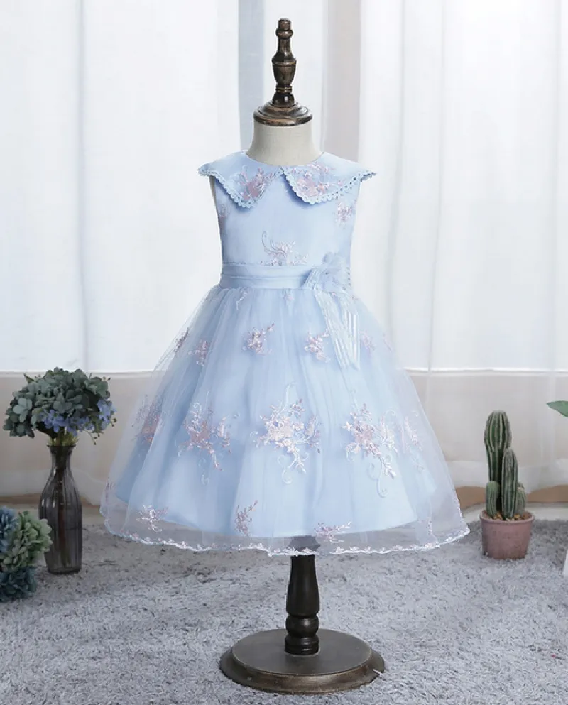 Abito per ragazze Abito estivo Elegante abito da principessa in rete ricamato B