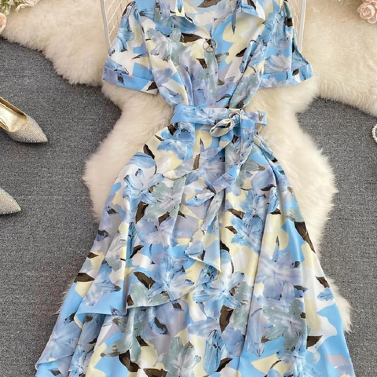 Abito viola blu manica blu viola abito donna viola moda abito donna estate