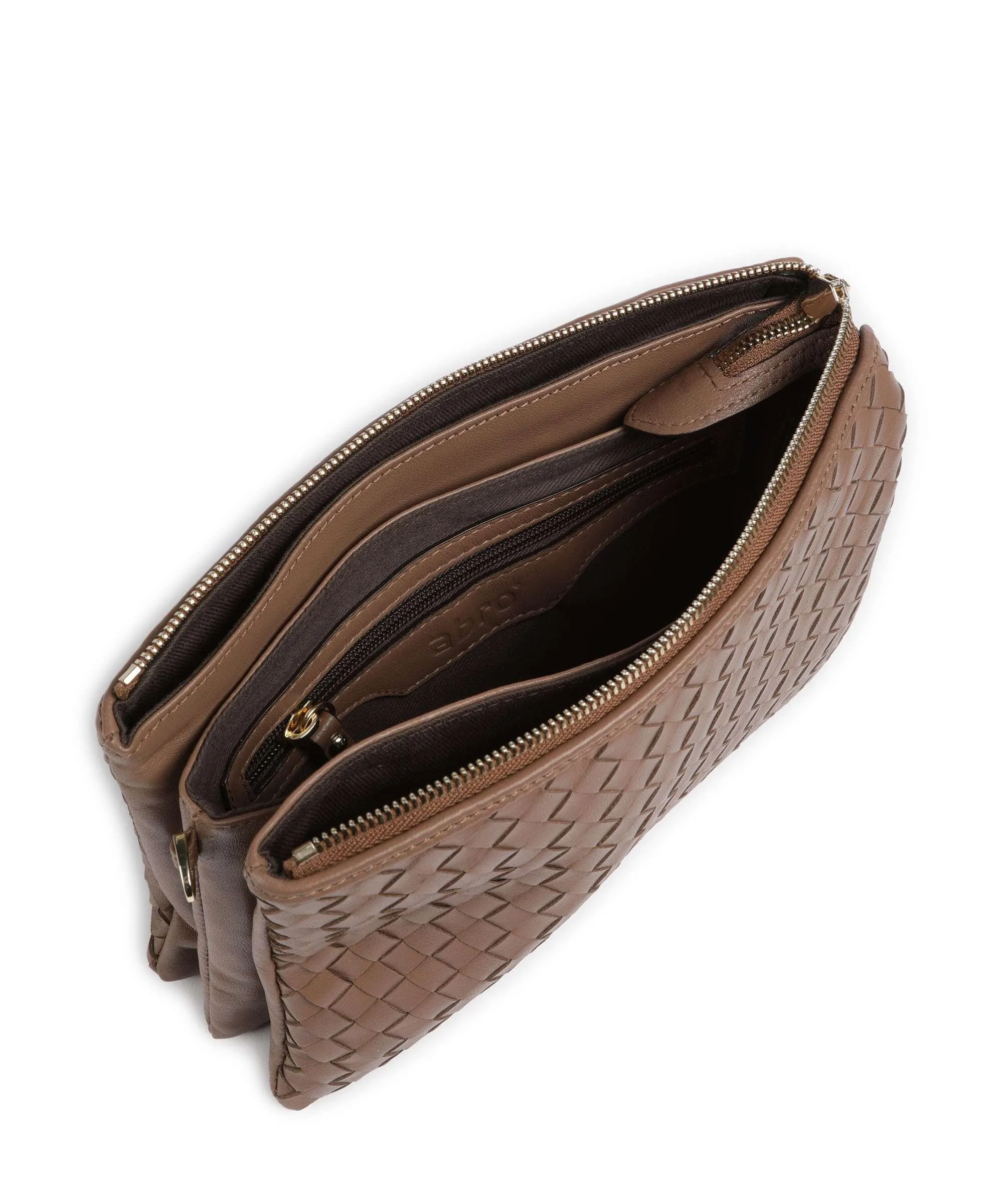  Abro Piuma Threefold Borsa a tracolla pelle a grana fine camel  