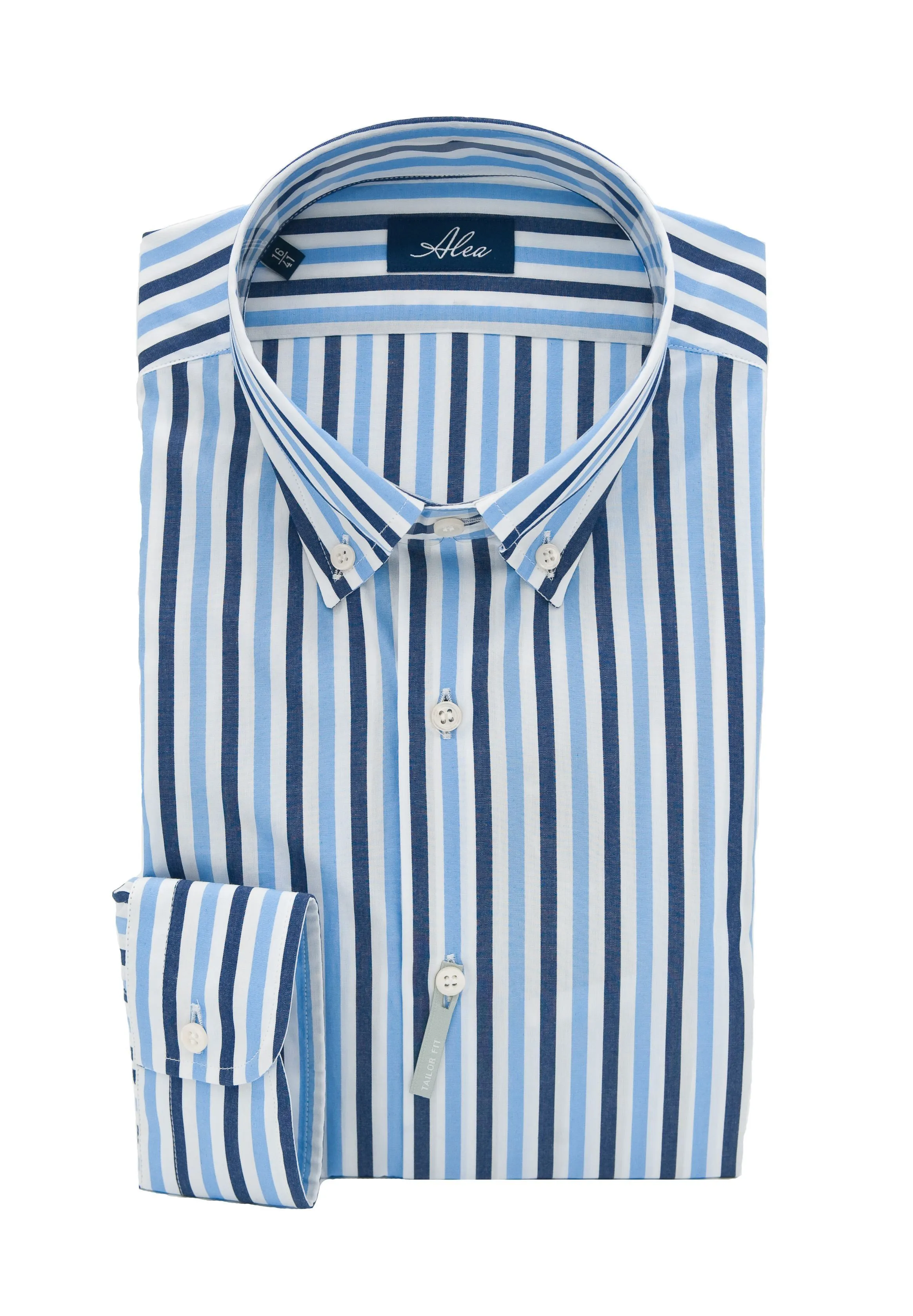Alea  Camicia fondo bianco a righe blu azzurre     