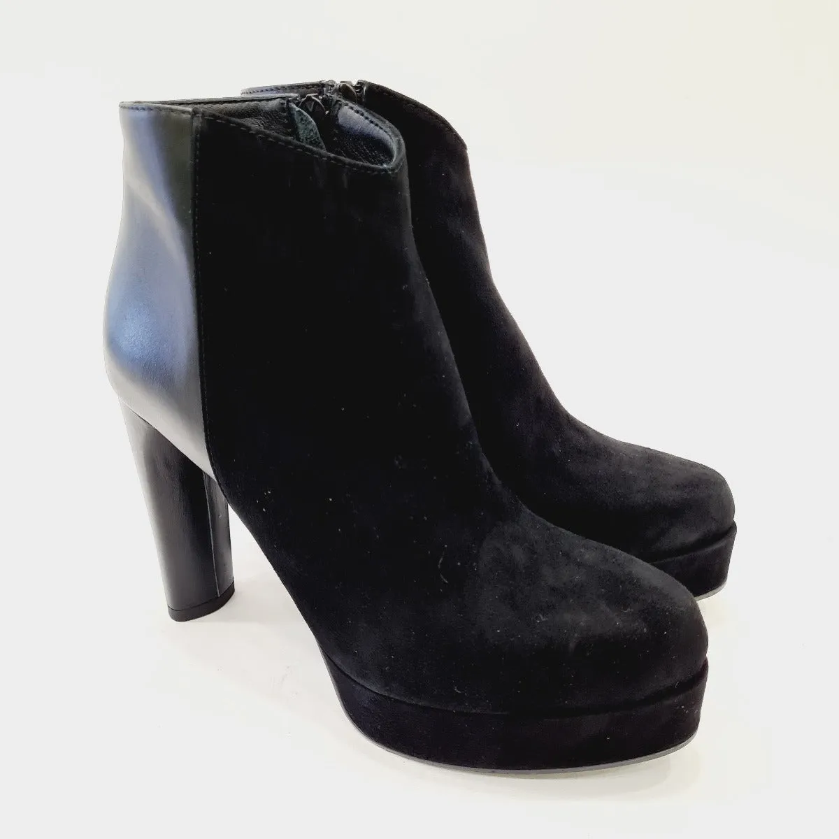 Andrea Pinto tronchetto tacco alto 12 cm. plateau 3 cm pelle black + camoscio Black  art.553