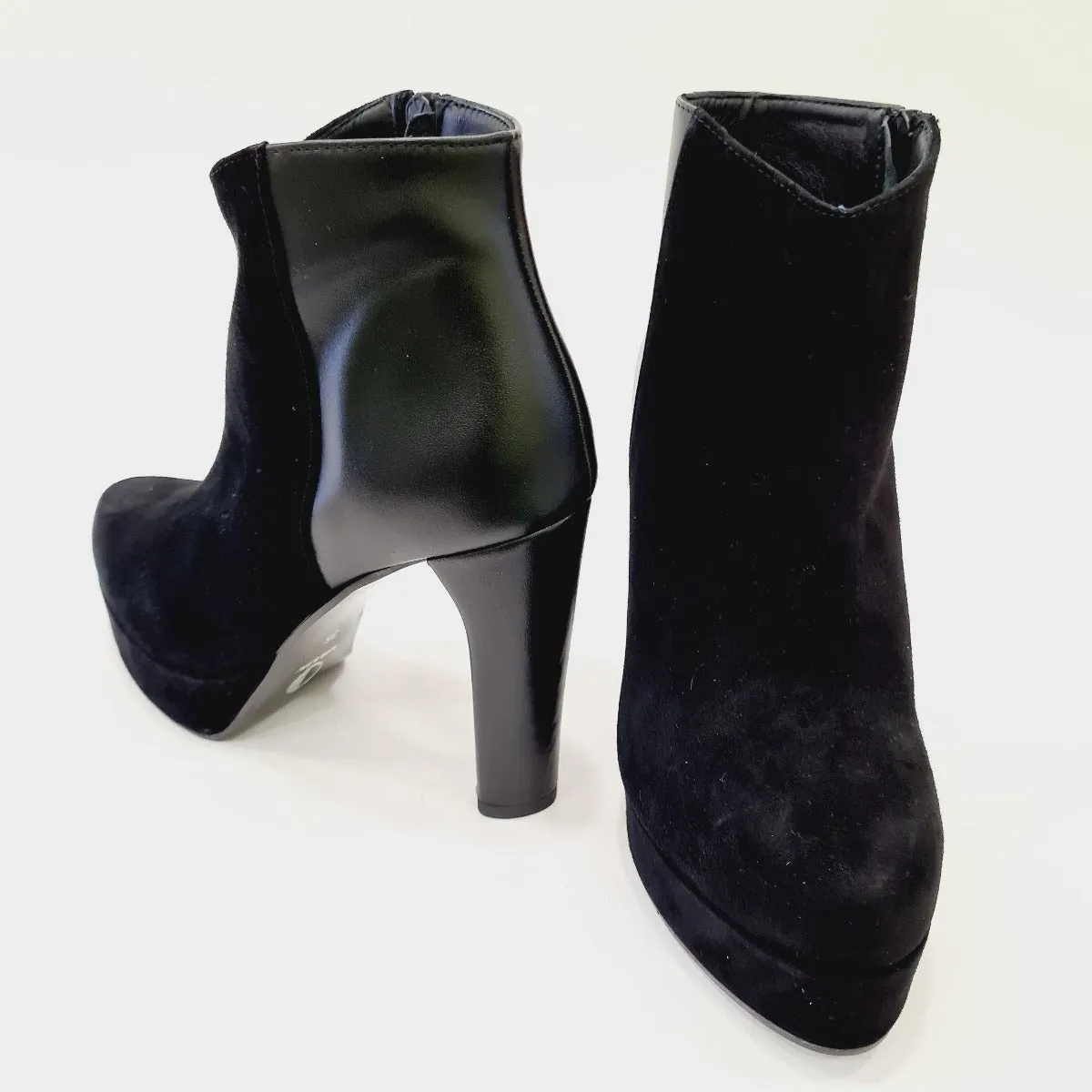 Andrea Pinto tronchetto tacco alto 12 cm. plateau 3 cm pelle black + camoscio Black  art.553