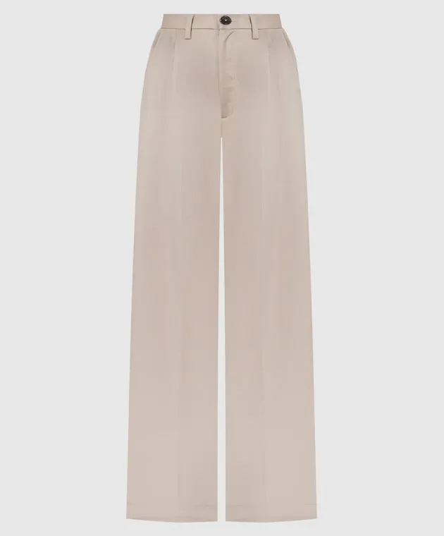 Anine Bing Pantaloni Carrie a vita alta in lana beige A033269230