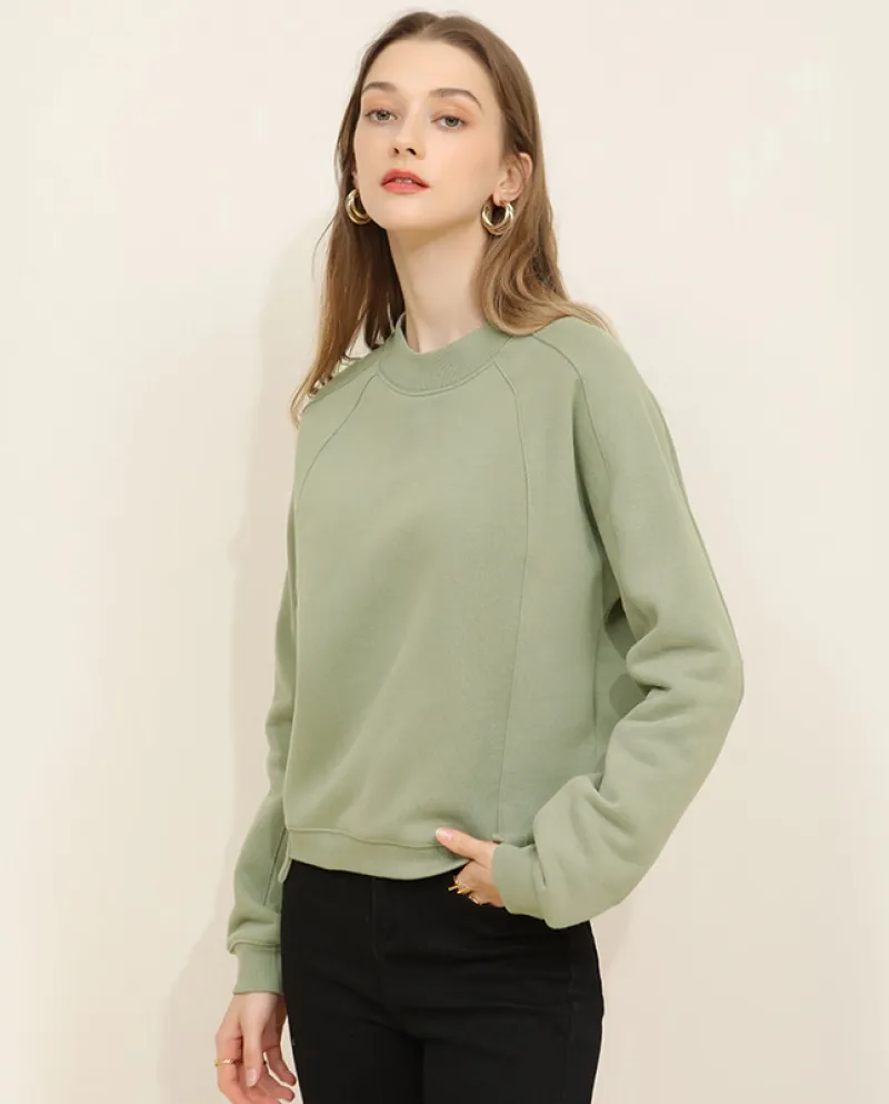 Autunno e inverno nuovo maglione in pile da donna a maniche lunghe tinta unita girocollo allentato soprabito
