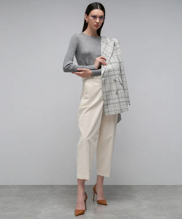 Ballantyne Maglia in lana grigia a coste B1P65516W34