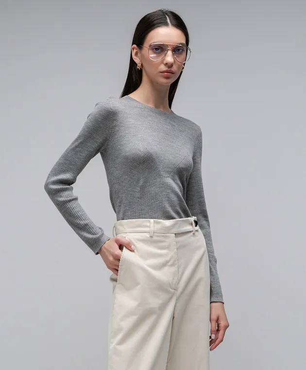Ballantyne Maglia in lana grigia a coste B1P65516W34