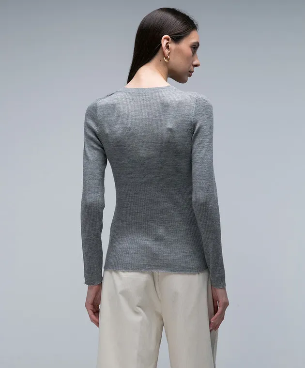 Ballantyne Maglia in lana grigia a coste B1P65516W34