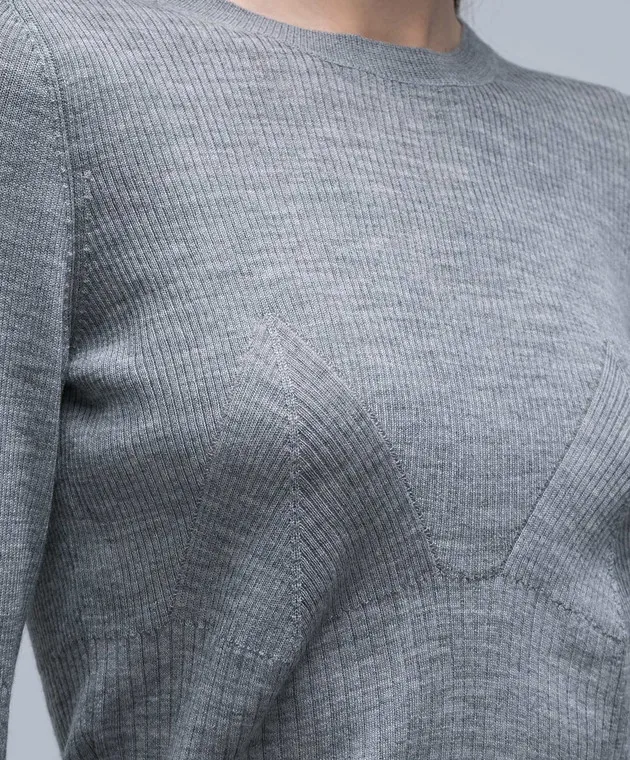 Ballantyne Maglia in lana grigia a coste B1P65516W34