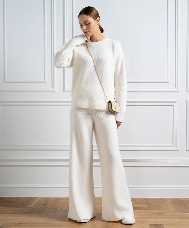 Ballantyne Pantaloni larghi bianchi in lana B1T0607W114