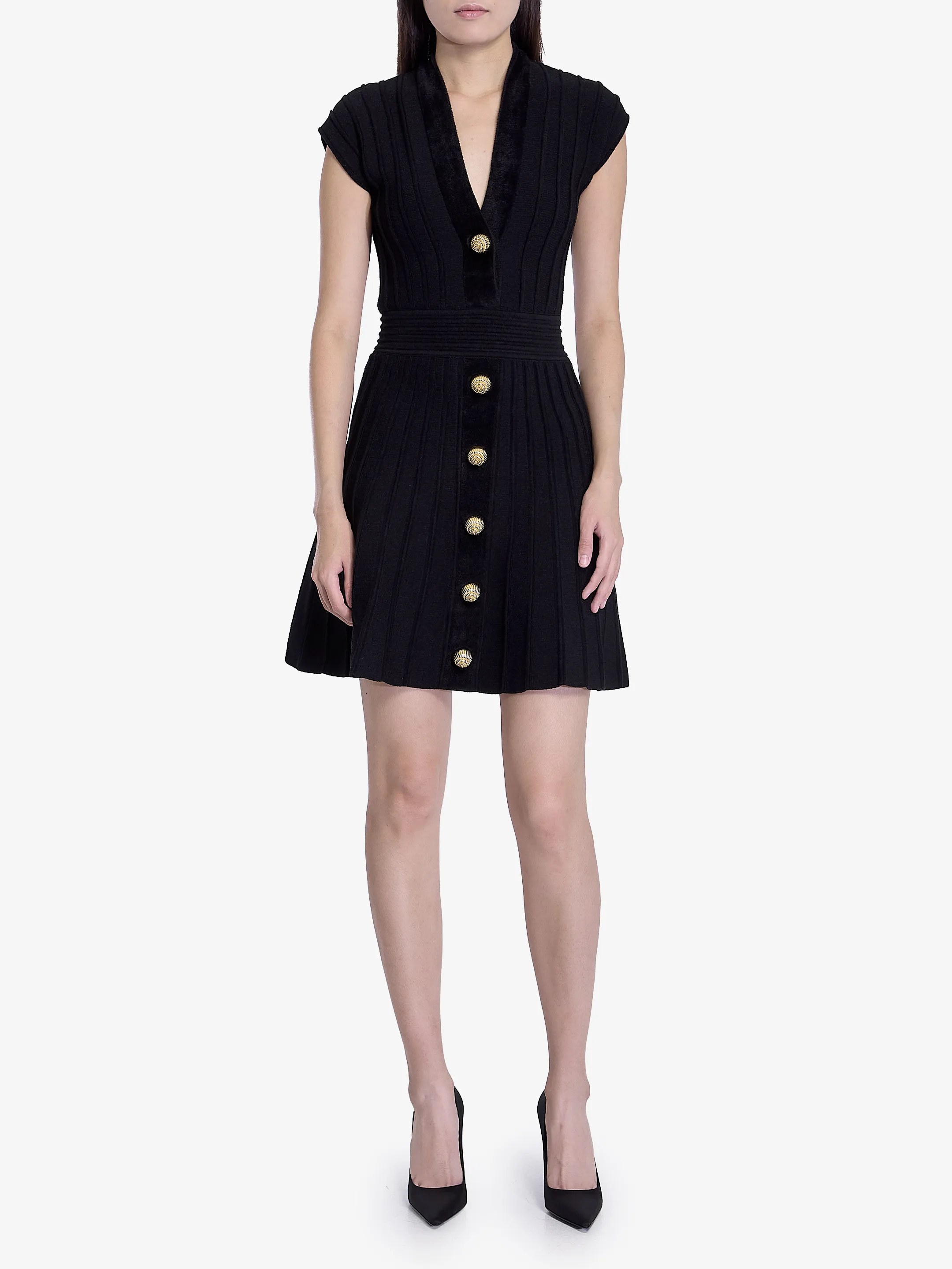 BALMAIN    Abito corto in velluto