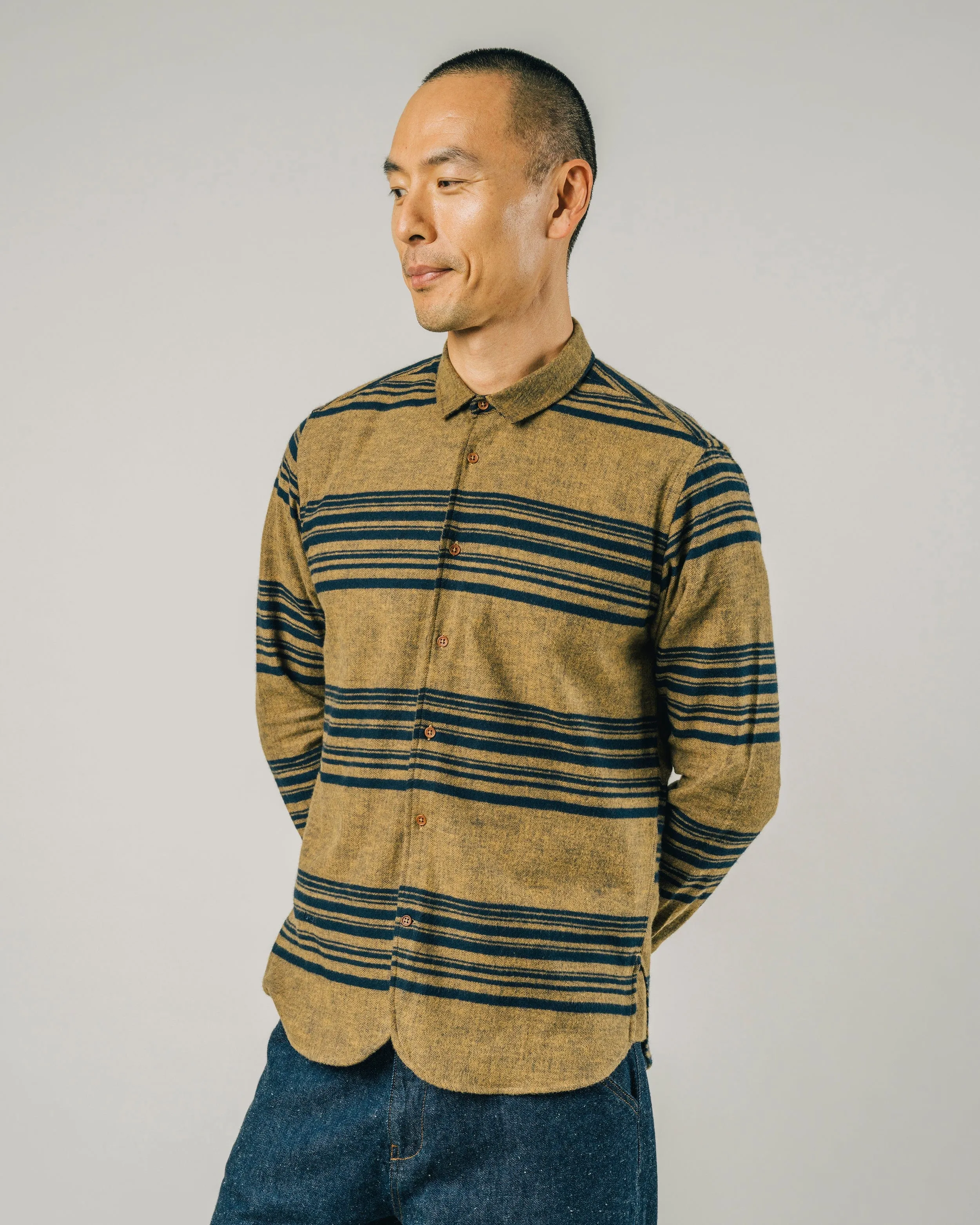 BARRE STRIPES SHIRT - MUSTARD