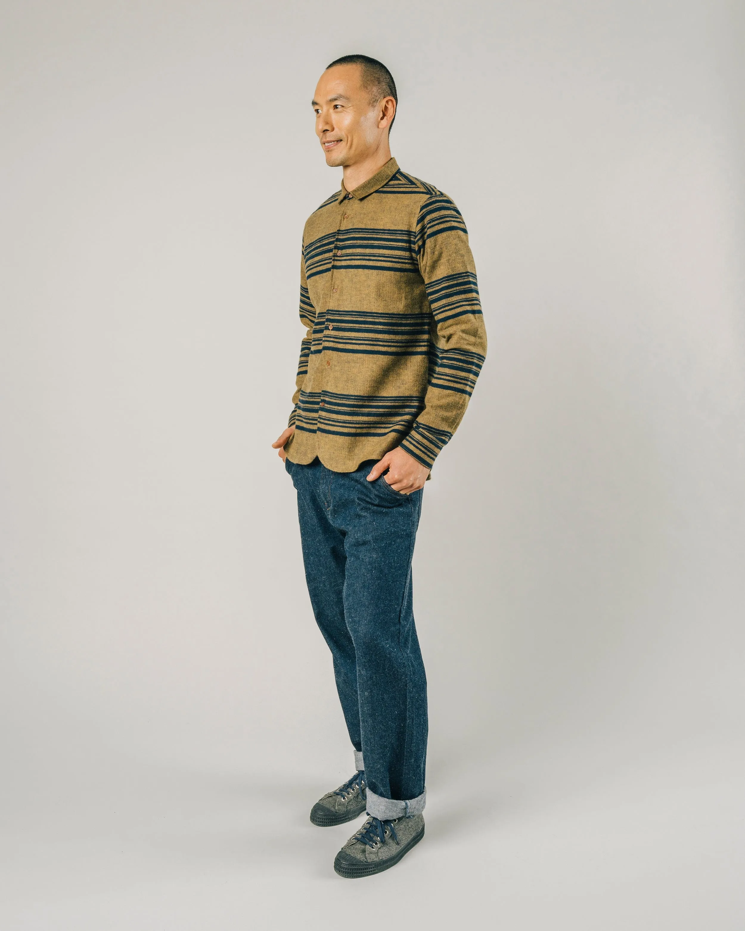 BARRE STRIPES SHIRT - MUSTARD