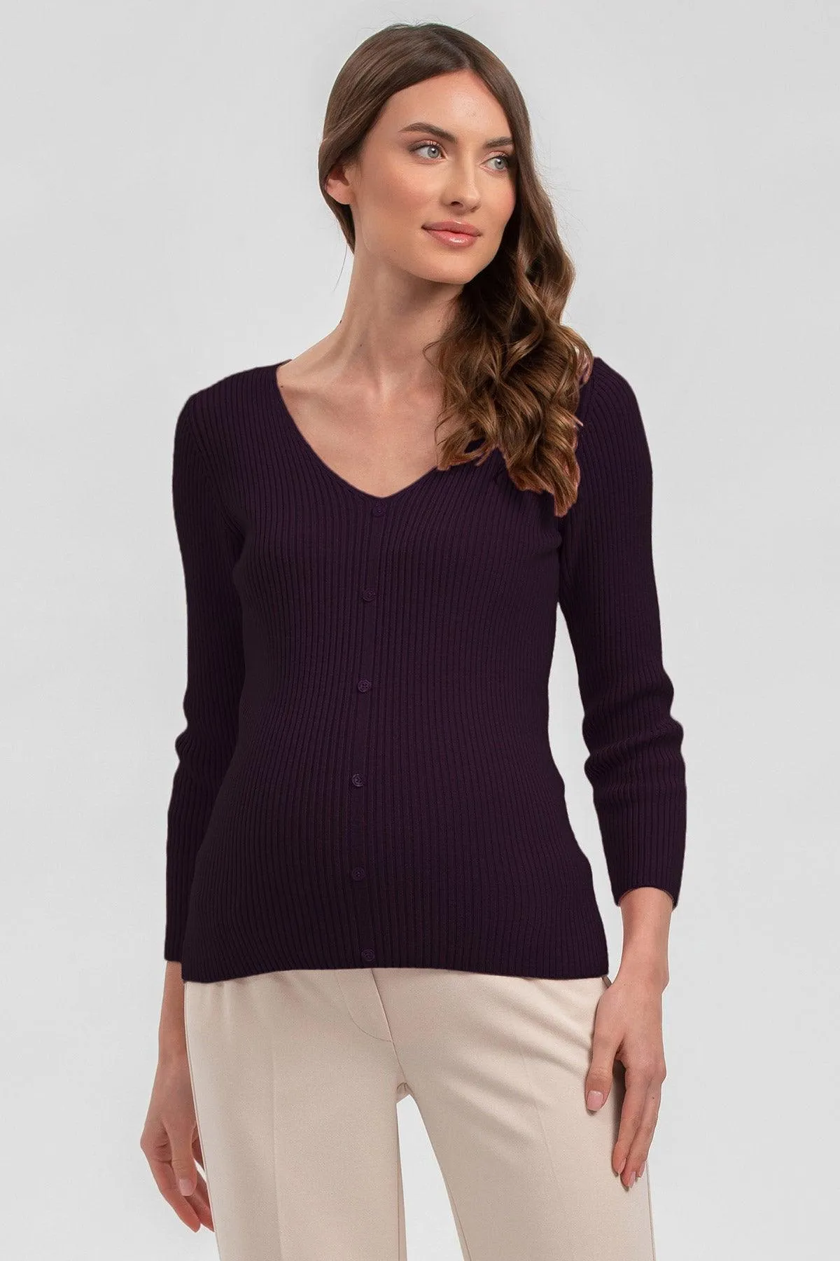 BELLA | Maglia Premaman Prugna con Manica 3/4